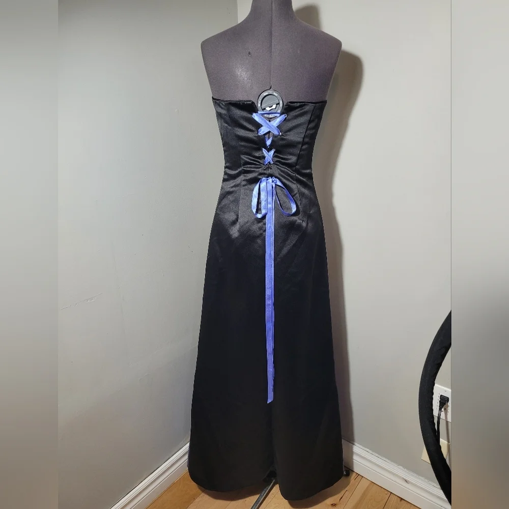 SZ3 Jessica McClintock Gunne Sax Strapless Corset Colorblock Satin Maxi Gown - Picture 5 of 9